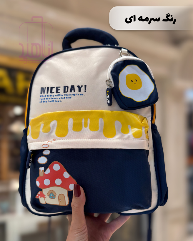 کولهپشتی بچگانه لاتین شیپ مدل Nice Day کد 98120؛ طرح تخممرغ و قارچ