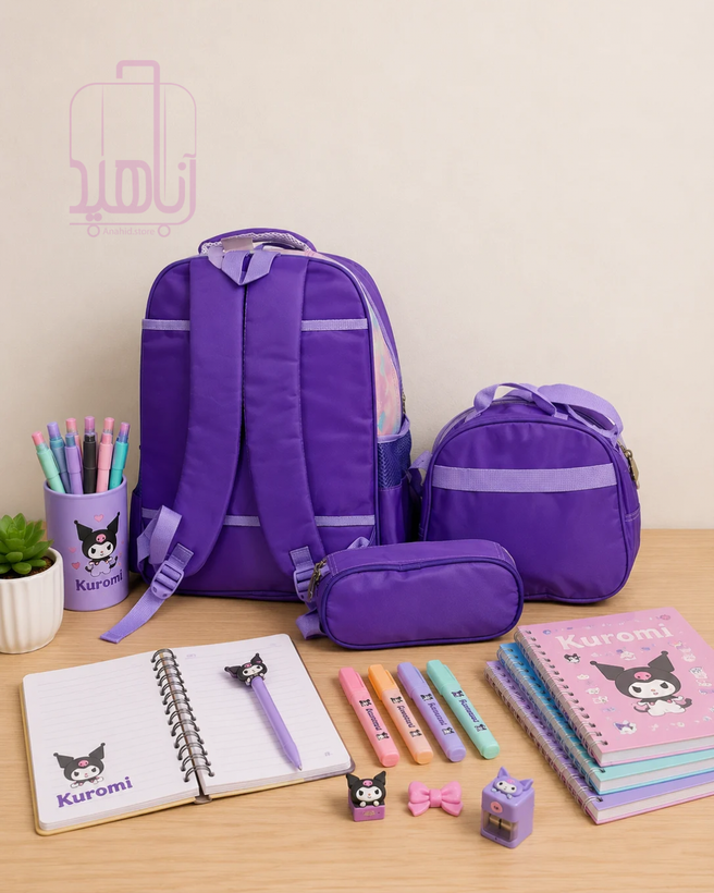 ست سه تیکه کوله پشتی مدرسه دخترانه طرح کرومی، ملودی و کیتی