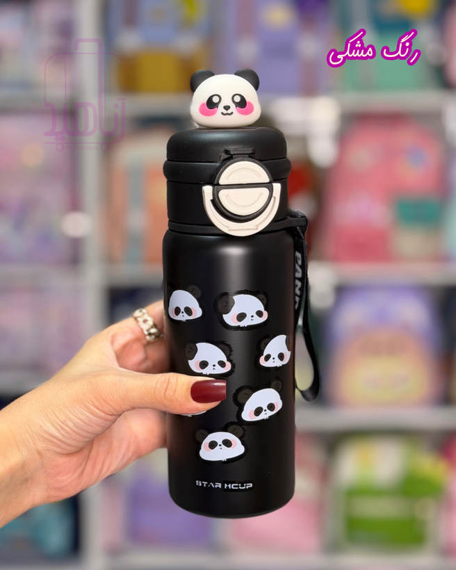 بطری آب استیل کودک طرح پاندا PANDA CUP با درب نینوش و آسان نوش