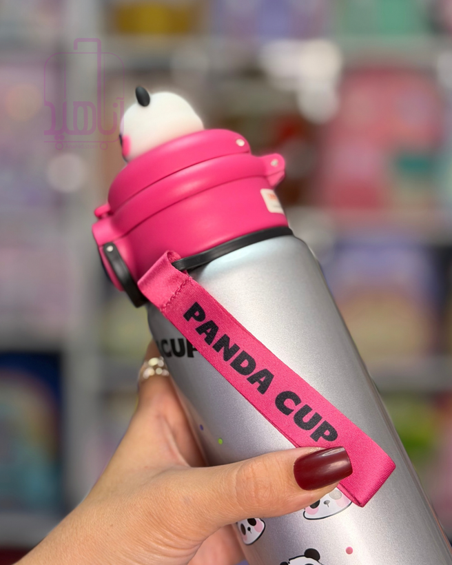بطری آب استیل کودک طرح پاندا PANDA CUP با درب نینوش و آسان نوش
