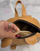 کوله پشتی چرمی عسل طرح خرس فانتزی