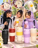 ماگ استیل ۳۱۶ آساننوش نینوش درب قفلدار و رنگبندی فانتزی