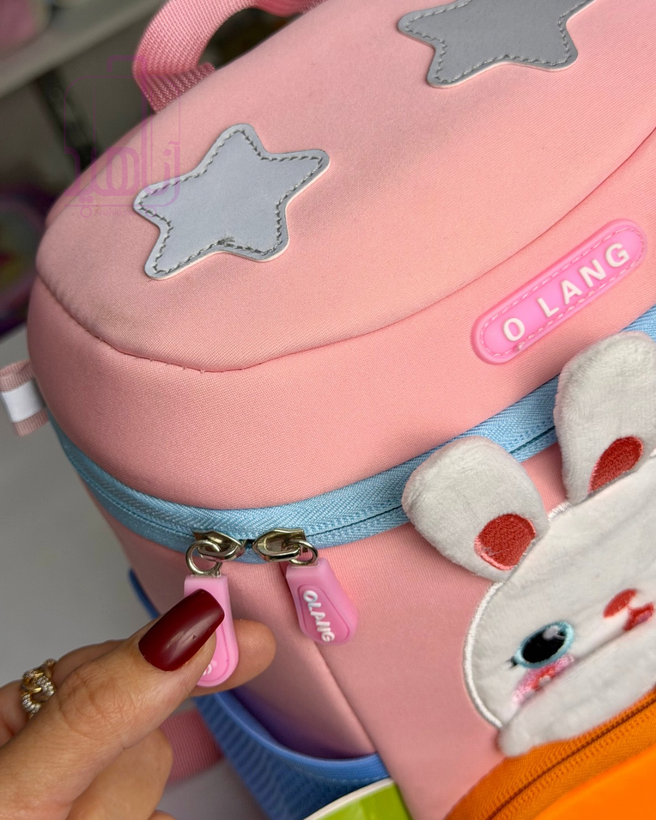 کولهپشتی کودک خرگوشی صورتی اولانگ OLANG با بند کنترل کودک